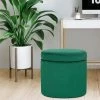 Promo ❤️ Adeco Oval Storage Ottoman, Modern Velvet Footrest Vanity Makeup Stool Black 🌟