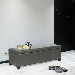 Promo ✔️ Adeco PU Leather Storage Ottoman Lift Top Footstool, Assembly Required 😍 -Adeco Shop Adeco PU Leather Storage Ottoman Lift Top Footstool2C Assembly Required 2