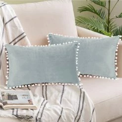 Discount ๐งจ Adeco Pack Of 2 Decorative Throw Pillow Covers With Pom Poms ๐ฅ