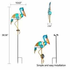 Best Sale 👏 Adeco Pelican Solar Lights Metal Garden Stake 🌟 -Adeco Shop Adeco Pelican Solar Lights Metal Garden Stake 4
