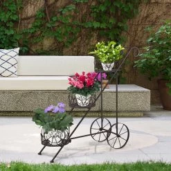 Coupon ✨ Adeco Plant Stands 3 Tier Metal Garden Cart Flower Pot Shelving Rack 🤩 -Adeco Shop Adeco Plant Stands 3 Tier Metal Garden Cart Flower Pot Shelving Rack 2
