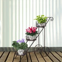 Coupon ✨ Adeco Plant Stands 3 Tier Metal Garden Cart Flower Pot Shelving Rack 🤩 -Adeco Shop Adeco Plant Stands 3 Tier Metal Garden Cart Flower Pot Shelving Rack 3