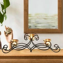 Cheap 😉 Adeco Iron Pyramid Candle Holder 👍 -Adeco Shop Adeco Pyramid Layout2C 3 Tea Light Iron Table Desk Top Candle Holder 3