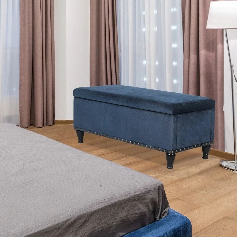 Best Pirce 🛒 Adeco Rectanglar Storage Ottoman Footrest Bench Assembly Required Blue 🎉 13 Best Pirce 🛒 Adeco Rectanglar Storage Ottoman Footrest Bench Assembly Required Blue 🎉 - Image 11