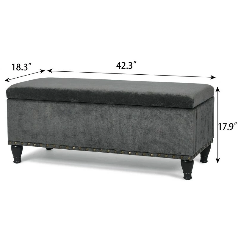 Best Pirce 🛒 Adeco Rectanglar Storage Ottoman Footrest Bench Assembly Required Blue 🎉 6 Best Pirce 🛒 Adeco Rectanglar Storage Ottoman Footrest Bench Assembly Required Blue 🎉 - Image 4