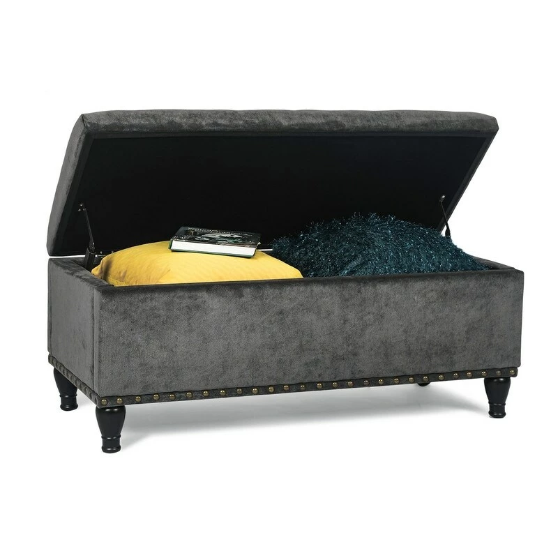 Best Pirce 🛒 Adeco Rectanglar Storage Ottoman Footrest Bench Assembly Required Blue 🎉 7 Best Pirce 🛒 Adeco Rectanglar Storage Ottoman Footrest Bench Assembly Required Blue 🎉 - Image 5