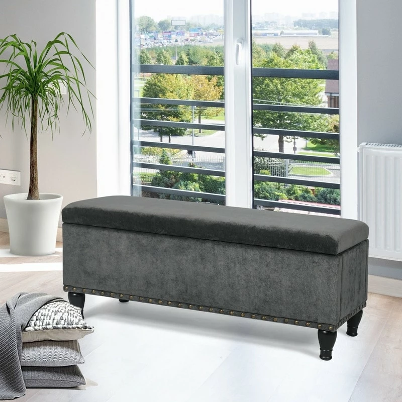 Best Pirce 🛒 Adeco Rectanglar Storage Ottoman Footrest Bench Assembly Required Blue 🎉 3 Best Pirce 🛒 Adeco Rectanglar Storage Ottoman Footrest Bench Assembly Required Blue 🎉