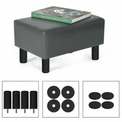 Budget 👏 Adeco Rectangle Footrest Stool Small Ottoman PU Leather Modern Style 🎁 -Adeco Shop Adeco Rectangle Footrest Stool Small Ottoman PU Leather Modern Style 10