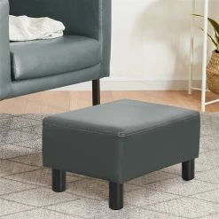 Budget 👏 Adeco Rectangle Footrest Stool Small Ottoman PU Leather Modern Style 🎁