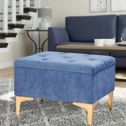 Best reviews of 🛒 Adeco Rectangular Lift Top Fabric Storage Bench Ottoman Vanity Stool Blue 👏 -Adeco Shop Adeco Rectangular Lift Top Fabric Storage Bench Ottoman Vanity Stool 13