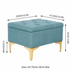 Best reviews of 🛒 Adeco Rectangular Lift Top Fabric Storage Bench Ottoman Vanity Stool Blue 👏 -Adeco Shop Adeco Rectangular Lift Top Fabric Storage Bench Ottoman Vanity Stool 3