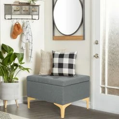 Best reviews of 🛒 Adeco Rectangular Lift Top Fabric Storage Bench Ottoman Vanity Stool Blue 👏 -Adeco Shop Adeco Rectangular Lift Top Fabric Storage Bench Ottoman Vanity Stool 8