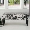 Discount ✨ Adeco Rectangular Ottoman Black Milk Cow Bench Fabric Footrest Stool 👍 -Adeco Shop Adeco Rectangular Ottoman Black Milk Cow Bench Fabric Footrest Stool