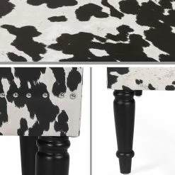 Discount ✨ Adeco Rectangular Ottoman Black Milk Cow Bench Fabric Footrest Stool 👍 -Adeco Shop Adeco Rectangular Ottoman Black Milk Cow Bench Fabric Footrest Stool 12