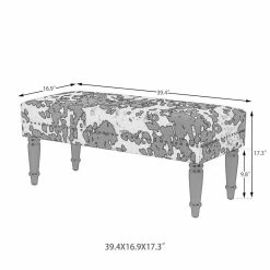 Discount ✨ Adeco Rectangular Ottoman Black Milk Cow Bench Fabric Footrest Stool 👍 -Adeco Shop Adeco Rectangular Ottoman Black Milk Cow Bench Fabric Footrest Stool 3