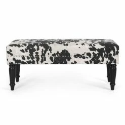 Discount ✨ Adeco Rectangular Ottoman Black Milk Cow Bench Fabric Footrest Stool 👍 -Adeco Shop Adeco Rectangular Ottoman Black Milk Cow Bench Fabric Footrest Stool 5