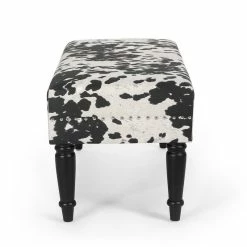 Discount ✨ Adeco Rectangular Ottoman Black Milk Cow Bench Fabric Footrest Stool 👍 -Adeco Shop Adeco Rectangular Ottoman Black Milk Cow Bench Fabric Footrest Stool 7
