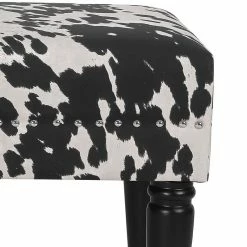 Discount ✨ Adeco Rectangular Ottoman Black Milk Cow Bench Fabric Footrest Stool 👍 -Adeco Shop Adeco Rectangular Ottoman Black Milk Cow Bench Fabric Footrest Stool 9