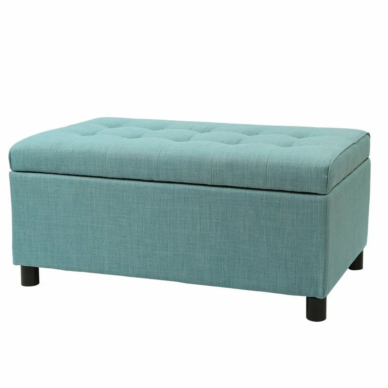 Budget ✨ Adeco Rectangular Storage Fabric Ottoman Bench Tufted Foot Rest Stool Sky Blue 🌟 4 Budget ✨ Adeco Rectangular Storage Fabric Ottoman Bench Tufted Foot Rest Stool Sky Blue 🌟 - Image 2