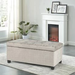 Budget ✨ Adeco Rectangular Storage Fabric Ottoman Bench Tufted Foot Rest Stool Sky Blue 🌟 28 Budget ✨ Adeco Rectangular Storage Fabric Ottoman Bench Tufted Foot Rest Stool Sky Blue 🌟 -Adeco Shop Adeco Rectangular Storage Fabric Ottoman Bench Tufted Foot Rest Stool 11