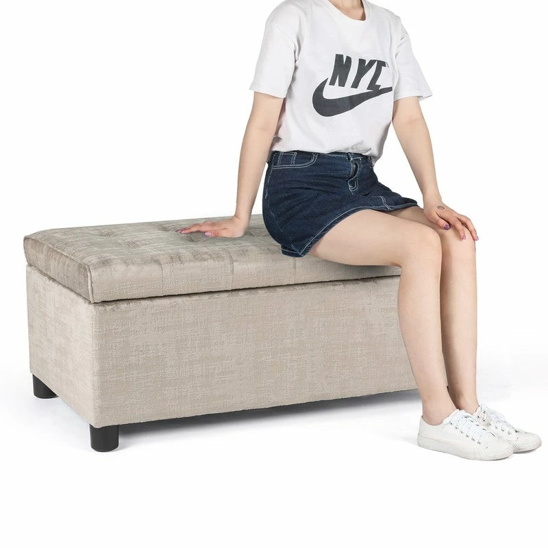 Budget ✨ Adeco Rectangular Storage Fabric Ottoman Bench Tufted Foot Rest Stool Sky Blue 🌟 15 Budget ✨ Adeco Rectangular Storage Fabric Ottoman Bench Tufted Foot Rest Stool Sky Blue 🌟 - Image 13