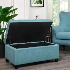 Budget ✨ Adeco Rectangular Storage Fabric Ottoman Bench Tufted Foot Rest Stool Sky Blue 🌟 19 Budget ✨ Adeco Rectangular Storage Fabric Ottoman Bench Tufted Foot Rest Stool Sky Blue 🌟 -Adeco Shop Adeco Rectangular Storage Fabric Ottoman Bench Tufted Foot Rest Stool 2