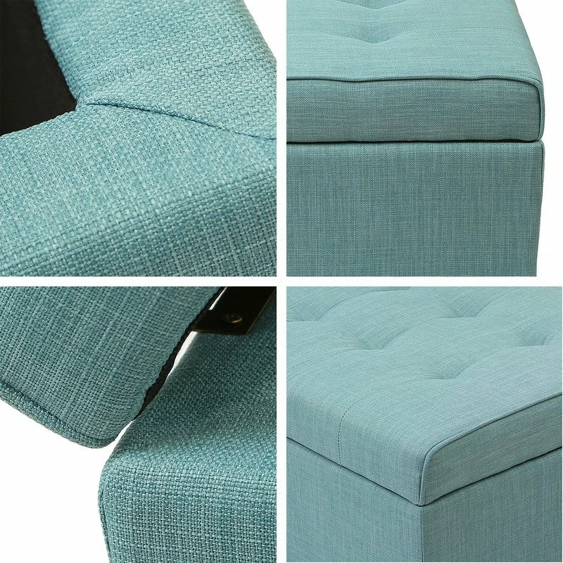 Budget ✨ Adeco Rectangular Storage Fabric Ottoman Bench Tufted Foot Rest Stool Sky Blue 🌟 7 Budget ✨ Adeco Rectangular Storage Fabric Ottoman Bench Tufted Foot Rest Stool Sky Blue 🌟 - Image 5