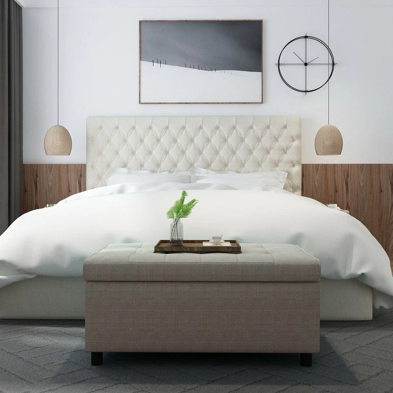 Budget ✨ Adeco Rectangular Storage Fabric Ottoman Bench Tufted Foot Rest Stool Sky Blue 🌟 8 Budget ✨ Adeco Rectangular Storage Fabric Ottoman Bench Tufted Foot Rest Stool Sky Blue 🌟 - Image 6