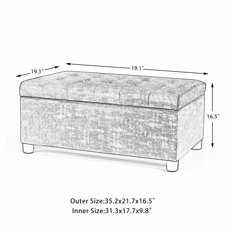 Budget ✨ Adeco Rectangular Storage Fabric Ottoman Bench Tufted Foot Rest Stool Sky Blue 🌟 10 Budget ✨ Adeco Rectangular Storage Fabric Ottoman Bench Tufted Foot Rest Stool Sky Blue 🌟 - Image 8