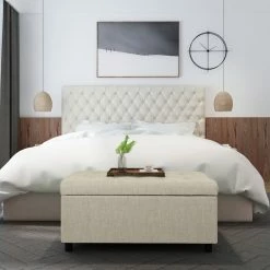 Budget ✨ Adeco Rectangular Storage Fabric Ottoman Bench Tufted Foot Rest Stool Sky Blue 🌟 25 Budget ✨ Adeco Rectangular Storage Fabric Ottoman Bench Tufted Foot Rest Stool Sky Blue 🌟 -Adeco Shop Adeco Rectangular Storage Fabric Ottoman Bench Tufted Foot Rest Stool 8