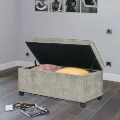 Hot Sale 🛒 Adeco Rectangular Storage Ottoman Bench Fabric Linen Footstool Assembly Required Grey 🔥 -Adeco Shop Adeco Rectangular Storage Ottoman Bench Fabric Linen Footstool Assembly Required 11