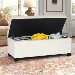 New 🌟 Adeco Rectangular Storage Ottoman Bench Fabric Linen Upholstered Floral ✨ -Adeco Shop Adeco Rectangular Storage Ottoman Bench Fabric Linen Upholstered 10