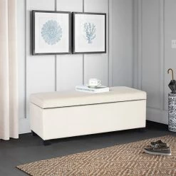 New 🌟 Adeco Rectangular Storage Ottoman Bench Fabric Linen Upholstered Floral ✨ -Adeco Shop Adeco Rectangular Storage Ottoman Bench Fabric Linen Upholstered 12