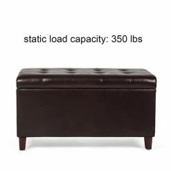 Best Sale 💯 Adeco Rectangular Storage Ottoman Faux Leather Bench Lift-top Footrest 🛒 -Adeco Shop Adeco Rectangular Storage Ottoman Faux Leather Bench Lift top Footrest 2