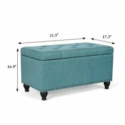 New 😍 Adeco Rectangular Storage Ottoman Tufted Bench Footstool Velvet Blue ✔️ -Adeco Shop Adeco Rectangular Storage Ottoman Tufted Bench Footstool Velvet 2