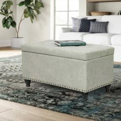 New 😍 Adeco Rectangular Storage Ottoman Tufted Bench Footstool Velvet Blue ✔️ -Adeco Shop Adeco Rectangular Storage Ottoman Tufted Bench Footstool Velvet 7