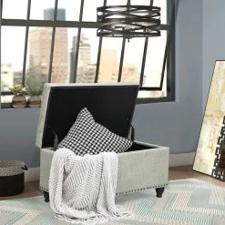 New 😍 Adeco Rectangular Storage Ottoman Tufted Bench Footstool Velvet Blue ✔️ -Adeco Shop Adeco Rectangular Storage Ottoman Tufted Bench Footstool Velvet 8