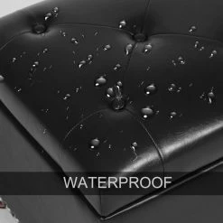 New 💯 Adeco Rectangular Storage Ottoman Tufted Faux-Leather Bench Lifted Top Black ✨ -Adeco Shop Adeco Rectangular Storage Ottoman Tufted Faux Leather Bench Lifted Top 8