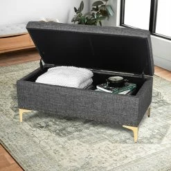 Wholesale ❤️ Adeco Rectangular Storage Ottoman Tufted Lift Top Bench Footstool Linen Dark Grey 👍 -Adeco Shop Adeco Rectangular Storage Ottoman Tufted Lift Top Bench Footstool Linen 14