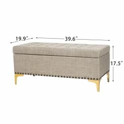 Wholesale ❤️ Adeco Rectangular Storage Ottoman Tufted Lift Top Bench Footstool Linen Dark Grey 👍 -Adeco Shop Adeco Rectangular Storage Ottoman Tufted Lift Top Bench Footstool Linen 6