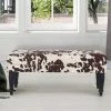 Discount 🔥 Adeco Cow Print Fabric Rectangular Bench Ottoman ✨ -Adeco Shop Adeco Rectangular Tufted Fabric Bed Bench Ottoman Footstool