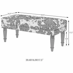 Discount 🔥 Adeco Cow Print Fabric Rectangular Bench Ottoman ✨ -Adeco Shop Adeco Rectangular Tufted Fabric Bed Bench Ottoman Footstool 4