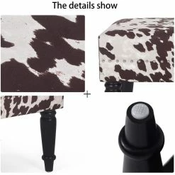 Discount 🔥 Adeco Cow Print Fabric Rectangular Bench Ottoman ✨ -Adeco Shop Adeco Rectangular Tufted Fabric Bed Bench Ottoman Footstool 5
