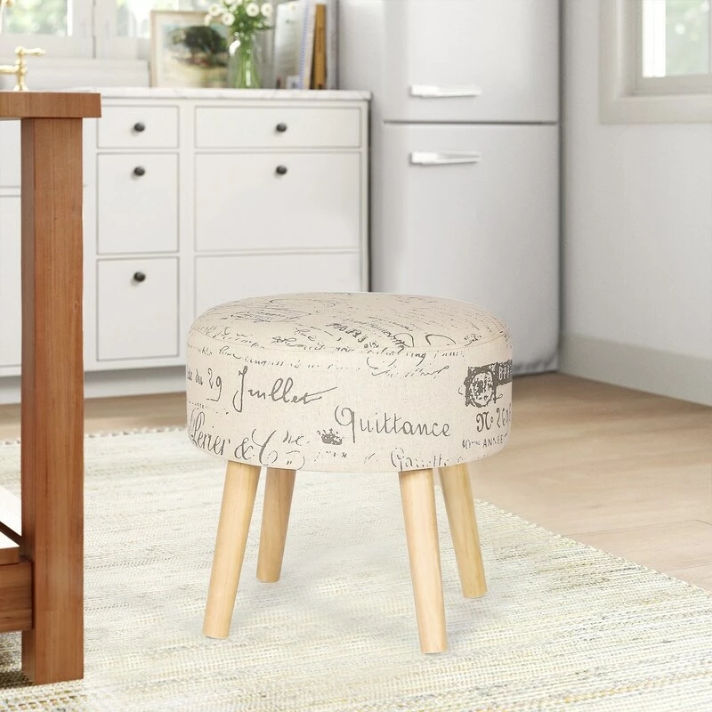 Brand new ⌛ Adeco Round Fabric Foot Stool Ottoman Soft Padded Seat Modern Footrest Green 🔔 4 Brand new ⌛ Adeco Round Fabric Foot Stool Ottoman Soft Padded Seat Modern Footrest Green 🔔 - Image 2