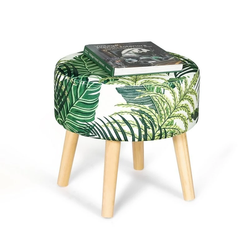 Brand new ⌛ Adeco Round Fabric Foot Stool Ottoman Soft Padded Seat Modern Footrest Green 🔔 17 Brand new ⌛ Adeco Round Fabric Foot Stool Ottoman Soft Padded Seat Modern Footrest Green 🔔 - Image 15