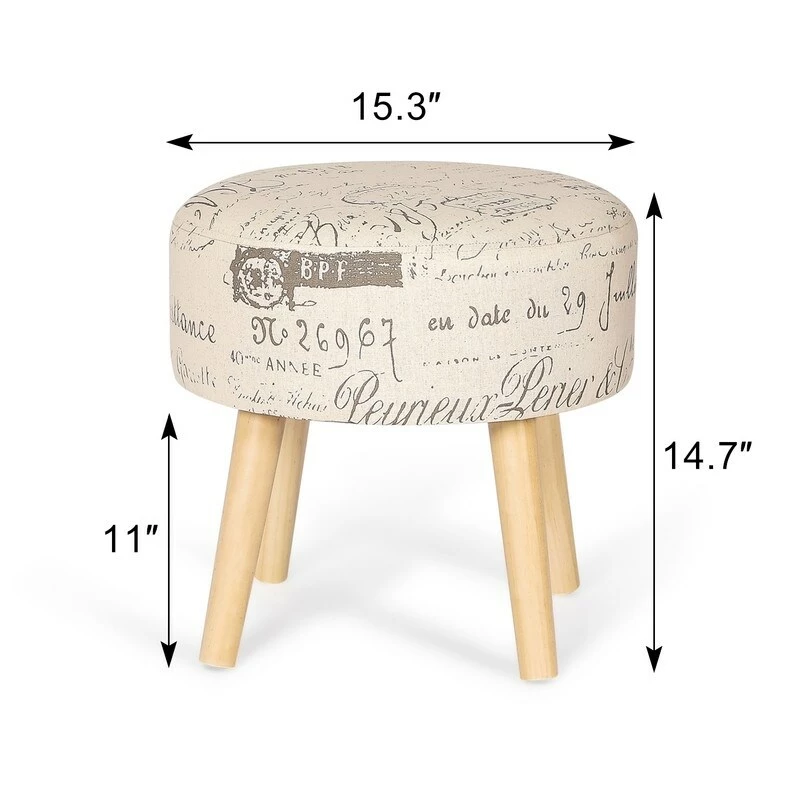 Brand new ⌛ Adeco Round Fabric Foot Stool Ottoman Soft Padded Seat Modern Footrest Green 🔔 6 Brand new ⌛ Adeco Round Fabric Foot Stool Ottoman Soft Padded Seat Modern Footrest Green 🔔 - Image 4
