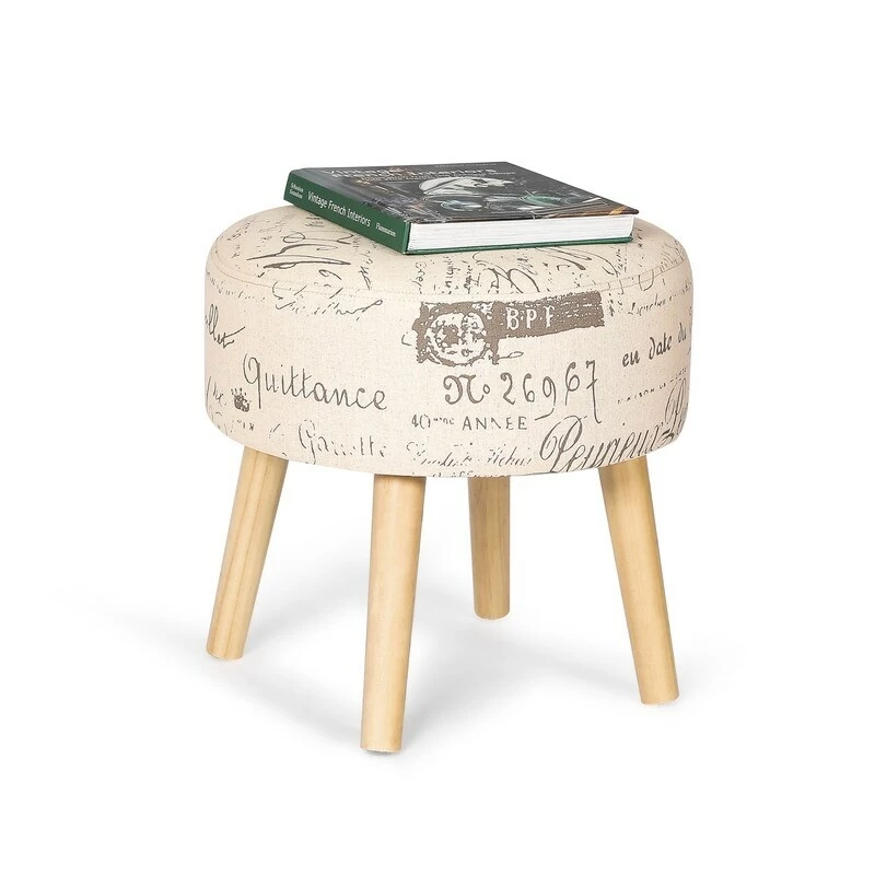 Brand new ⌛ Adeco Round Fabric Foot Stool Ottoman Soft Padded Seat Modern Footrest Green 🔔 7 Brand new ⌛ Adeco Round Fabric Foot Stool Ottoman Soft Padded Seat Modern Footrest Green 🔔 - Image 5