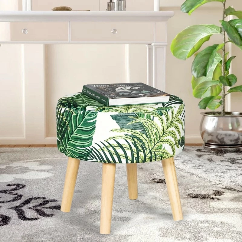 Brand new ⌛ Adeco Round Fabric Foot Stool Ottoman Soft Padded Seat Modern Footrest Green 🔔 10 Brand new ⌛ Adeco Round Fabric Foot Stool Ottoman Soft Padded Seat Modern Footrest Green 🔔 - Image 8