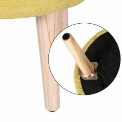 Brand new 🎁 Adeco Round Fabric Footrest Stool Ottoman Padded Seat And Wooden Legs Black/white 🎉 -Adeco Shop Adeco Round Fabric Footrest Stool Ottoman Padded Seat and Wooden Legs 7