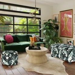 Buy 😉 Adeco Round Fabric Storage Ottoman Upholstered Footstool Removable Lid ❤️ -Adeco Shop Adeco Round Fabric Storage Ottoman Upholstered Footstool Removable Lid 2